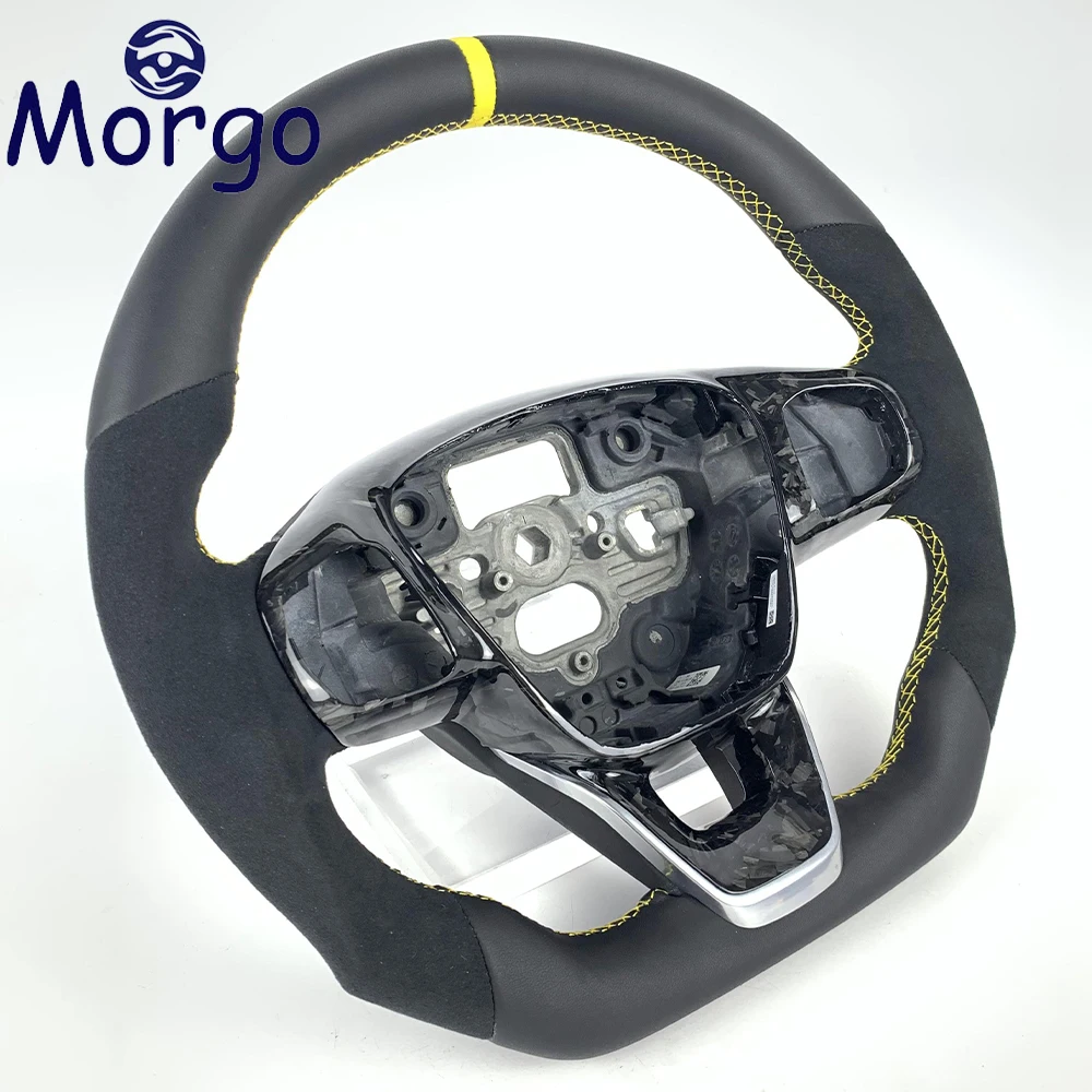 Custom Full Leather Steering Wheel For Ford Focus MK4 ST RS 2019 2020 2021 2022 2023 Forged Carbon fiber Steering Wheel