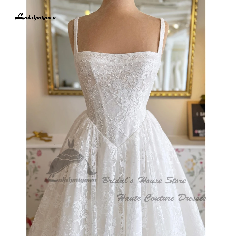 Lakshmigown Böhmische Spitzen-Brautkleider für die Braut 2026 Elegante Lange Kirchen-Brautkleider Quadratisch Maßgeschneidert – Detail 3