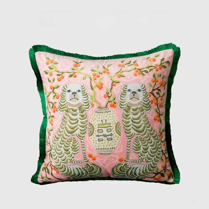 Medicci Home Wspaniała poszewka na poduszkę Orientalne mistyczne zwierzęta Drukuj Starożytny styl Dekoracyjna poszewka na poduszkę Luxury Coussin 50x50cm — zdjęcie 2