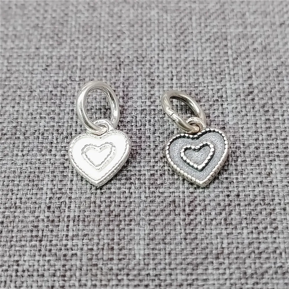 

10 шт. маленьких подвесок в форме сердца из стерлингового серебра 925 пробы, романтические кулоны ко Дню святого Валентина для браслетов и ожерелий