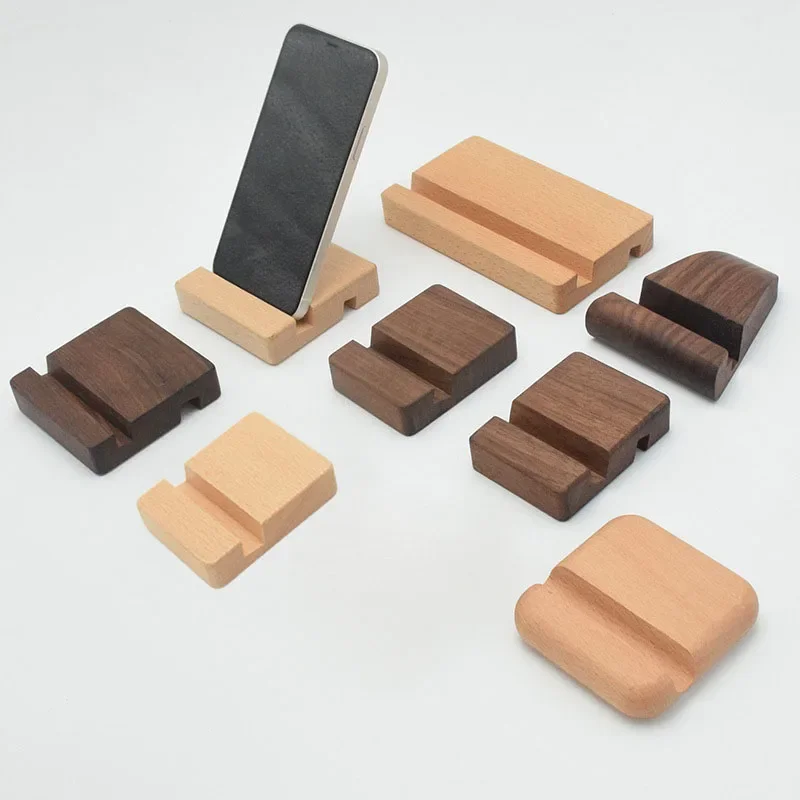 Universele massief houten mobiele telefoonrekken Eenvoudige bureaustandaardhouder voor mobiele telefoon Tablet PC E-reader Draagbare mobiele telefoonhouder - afbeelding 2