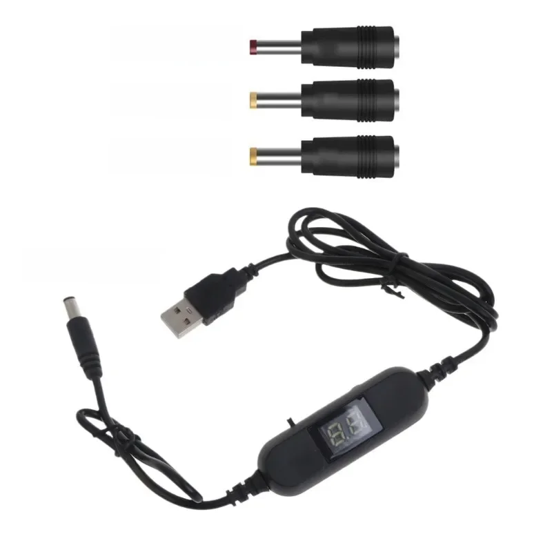 USB do 5.5x2.1mm 1.5V 3V 4.5V 6V 9V 12V kabel zasilający regulowane wyjście kabel napięciowy Step Up Down przewód konwertera do Toy Clock — zdjęcie 2