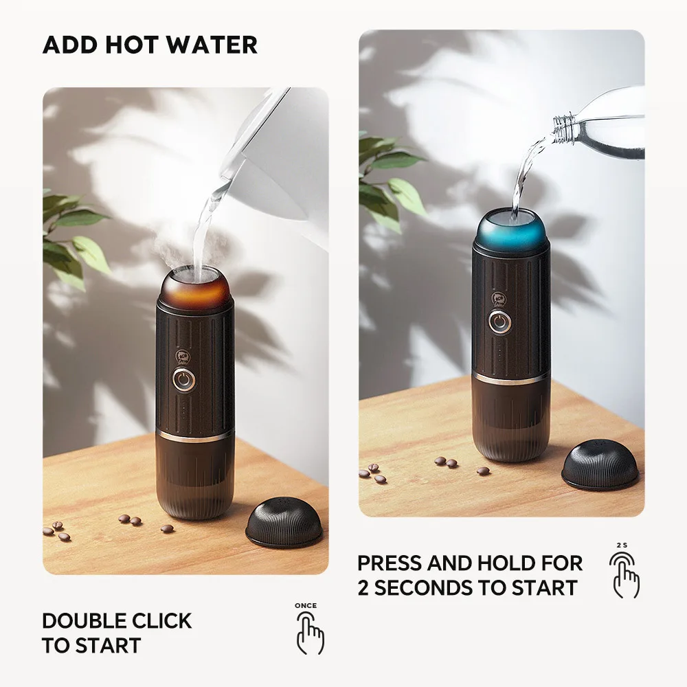 ماكينة صنع القهوة للسفر بمسحوق الكبسولات 2 في 1 ماكينة قهوة اسبريسو كهربائية محمولة للسيارة والمنزل ماكينة صنع القهوة للتخييم