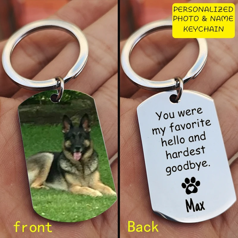 Personalized Pet Photo Buckle Lettering Custom Keychain Ladies Couple Keychain Custom Animal 304 Stainless Steel Jewelry Gift