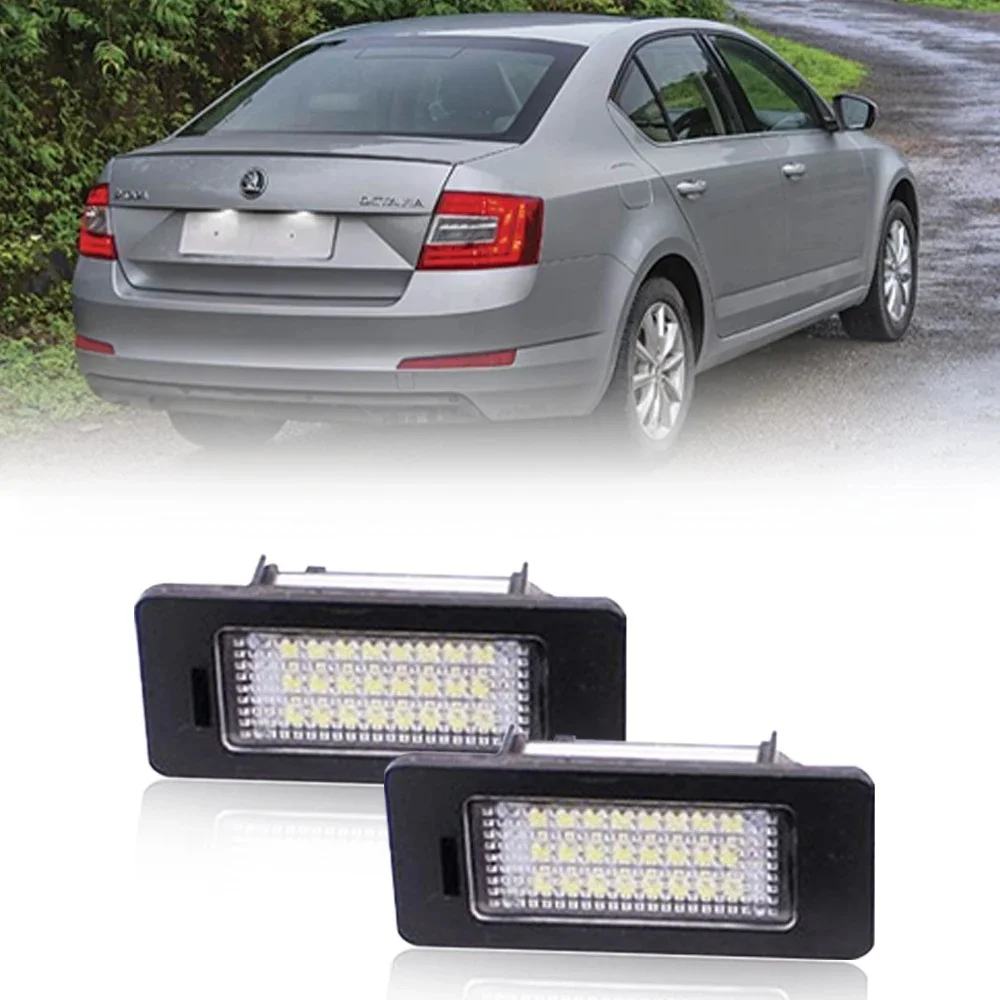 2 SZTUK 24-SMD Oświetlenie tablicy rejestracyjnej LED dla SKODA Octavia 3 Dla Rapid Dla Yeti Dla Fabia Dla Superb B6 Akcesoria samochodowe — zdjęcie 2