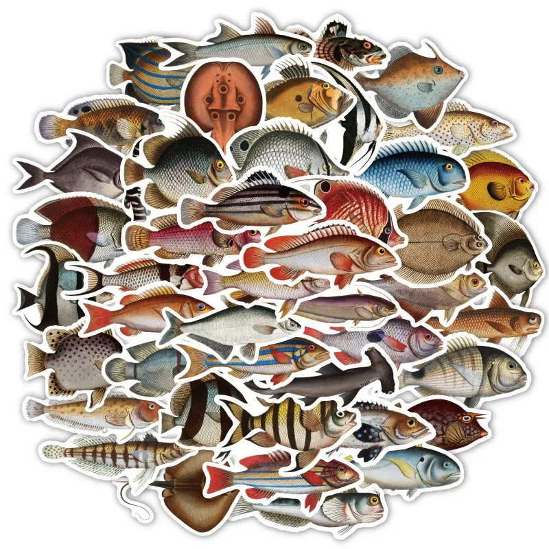 10/25/50pcs mer poisson océan monde autocollants dessin animé pour album à faire soi-même papeterie bouteille d'eau téléphone ordinateur portable guitare décalcomanie jouet