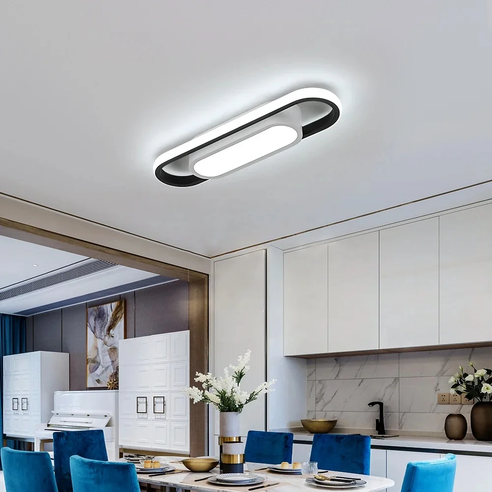 LED Ceiling Light Rectangular 24W,6500K Cool White Light, Acrylic Ceiling Light for Bedroom, Kitchen, L40 x W12cm