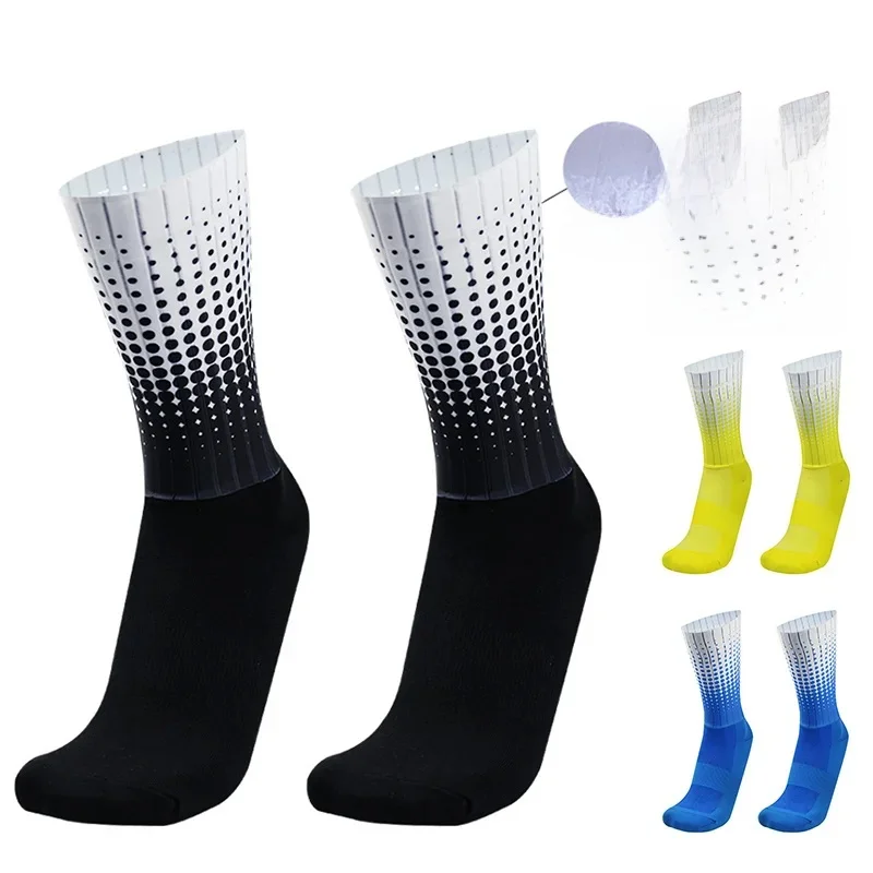 AliExpress NONE New Style Polka Dot Summer Sports Cycling Socks Non-slip Silicone Pro Outdoor Racing Bike Socks Calcetines Ciclismo