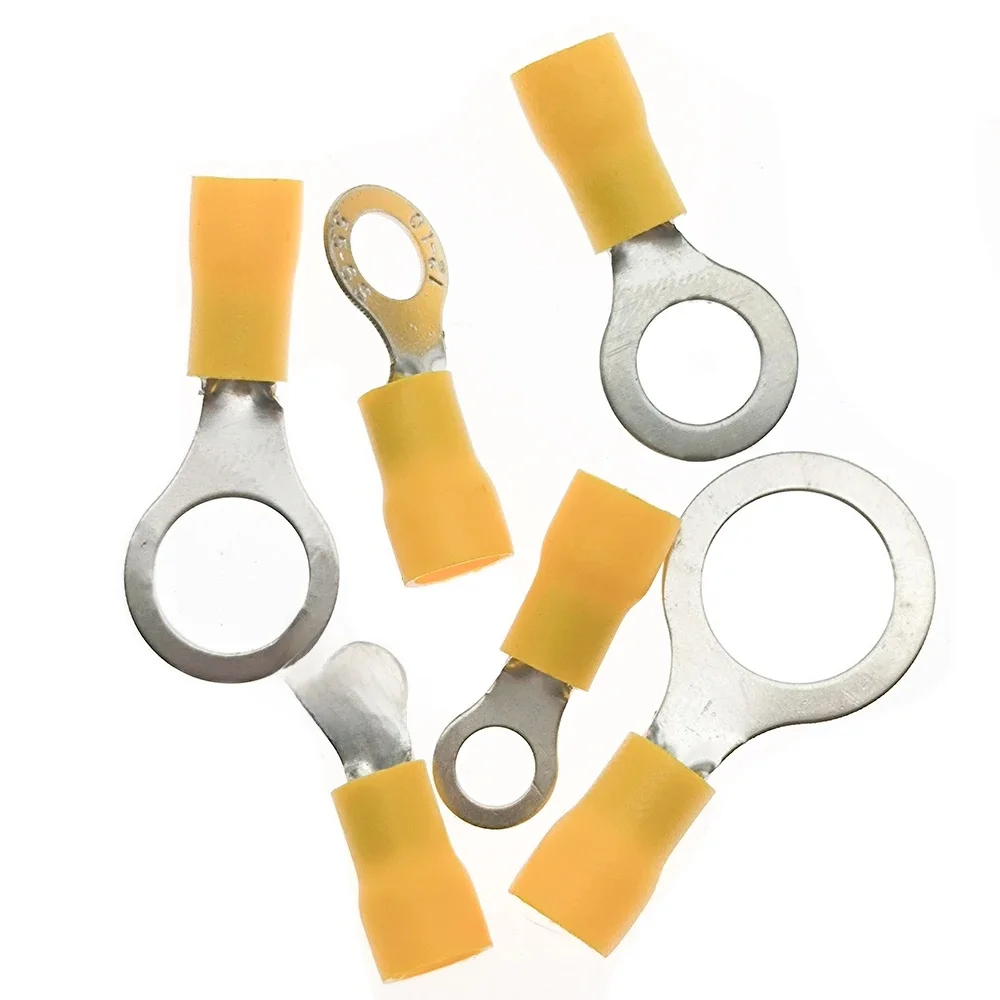 10/50/100 sztuk M4/M5/M6/M8/M10/M12 zacisk zaciskany pierścieniowy izolowany kabel elektryczny złącze przewodu 12-10AWG — zdjęcie 2