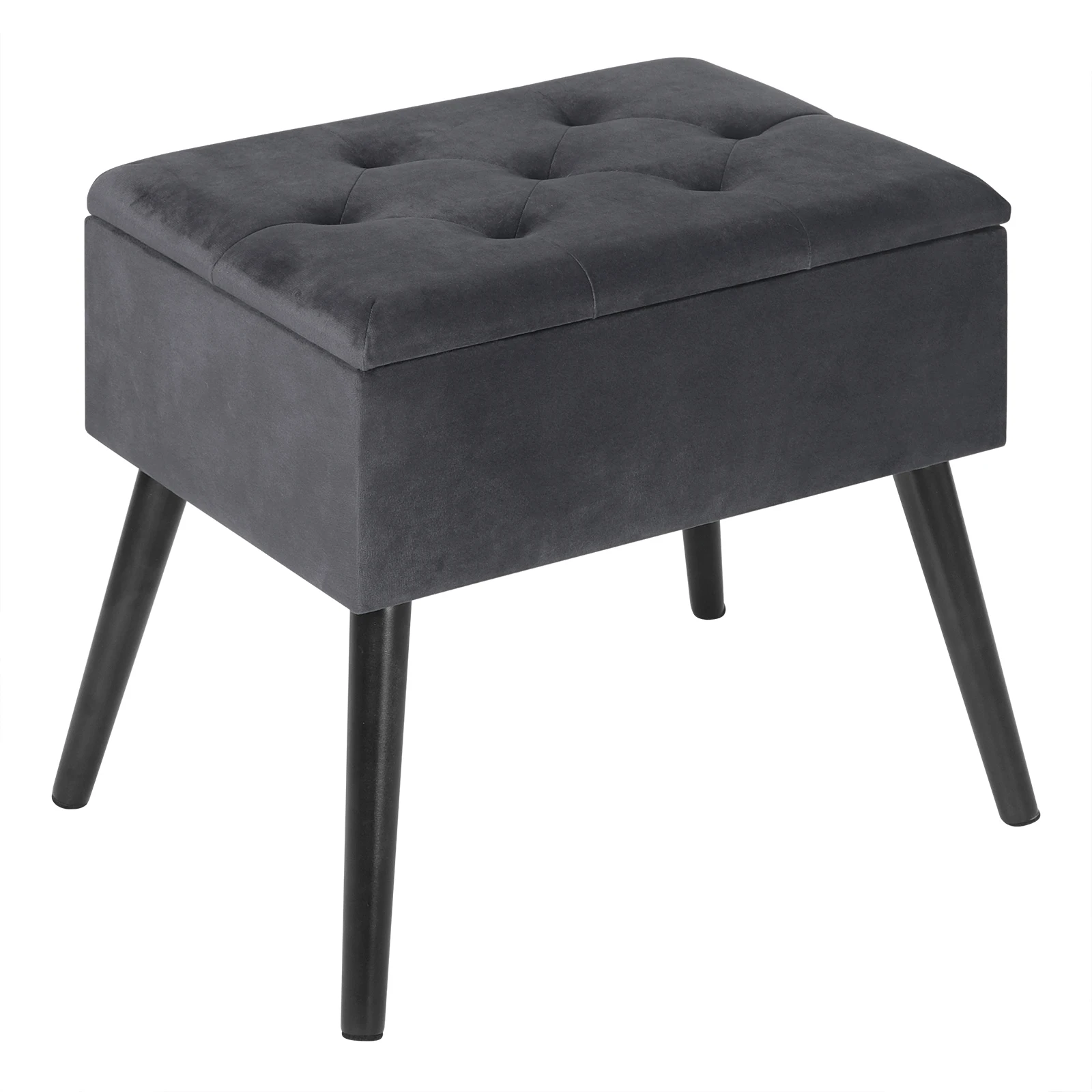 Velvet Bench Dressing Table Stool Pouf Ottoman Chair Stool Upholstered Footstool Couch Stool Wood Legs Removable Cover Storage