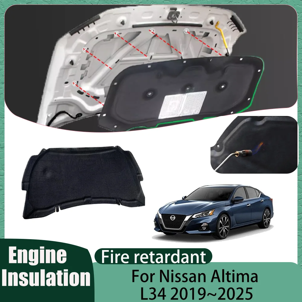 For Nissan Altima L34 2019~2025 2020 2021 2022 2023 Car Front hood linin Engine Thermal Insulation Soundproof Cotton Accessories