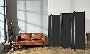 6 Panel Room Dividers Folding Privacy Screen, 10ft Wide 6ft Tall Partition Office Walls Separator with Small Base, Black