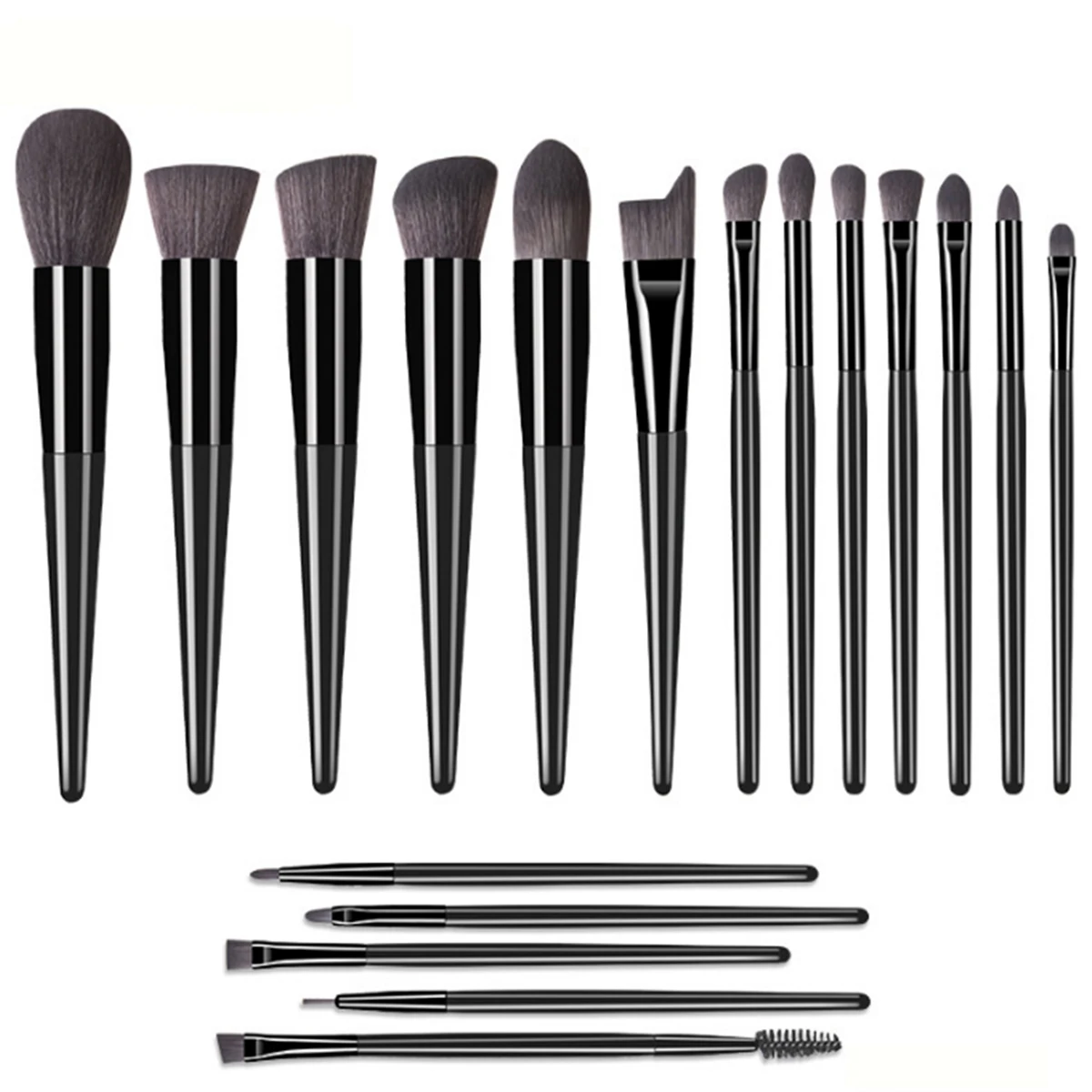 Makeup Brush Set Black 18 Pieces High Quality Synthetic Foundation Concealer Eyeshadow Blush Makeup Brush