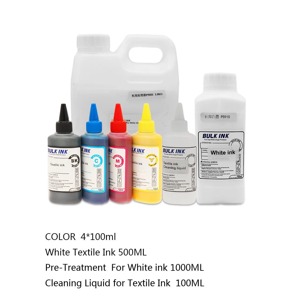 DTG ink set 100ML*4 with pretreatment liquid 1L DTG ink for T-shirt printing machine textile ink for DTG direct printing