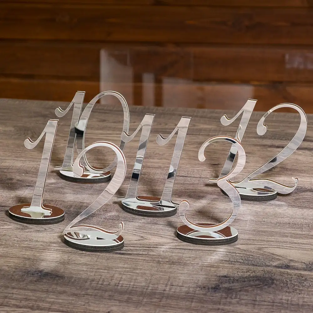 

Gold/Silver Mirror Wedding Table Numbers Decor Fairy Wedding Decor Garden Decoration Romantic Wedding Decor Table Centerpiece