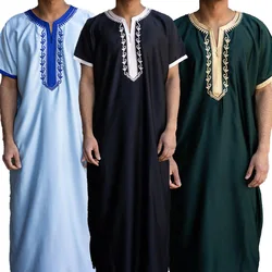 Kaftan Gandoura pour hommes, vêtements ethniques, prière traditionnelle musulmane, Thobe brodé marocain, Romadan Gallabea, Islam, nouveau, 2024