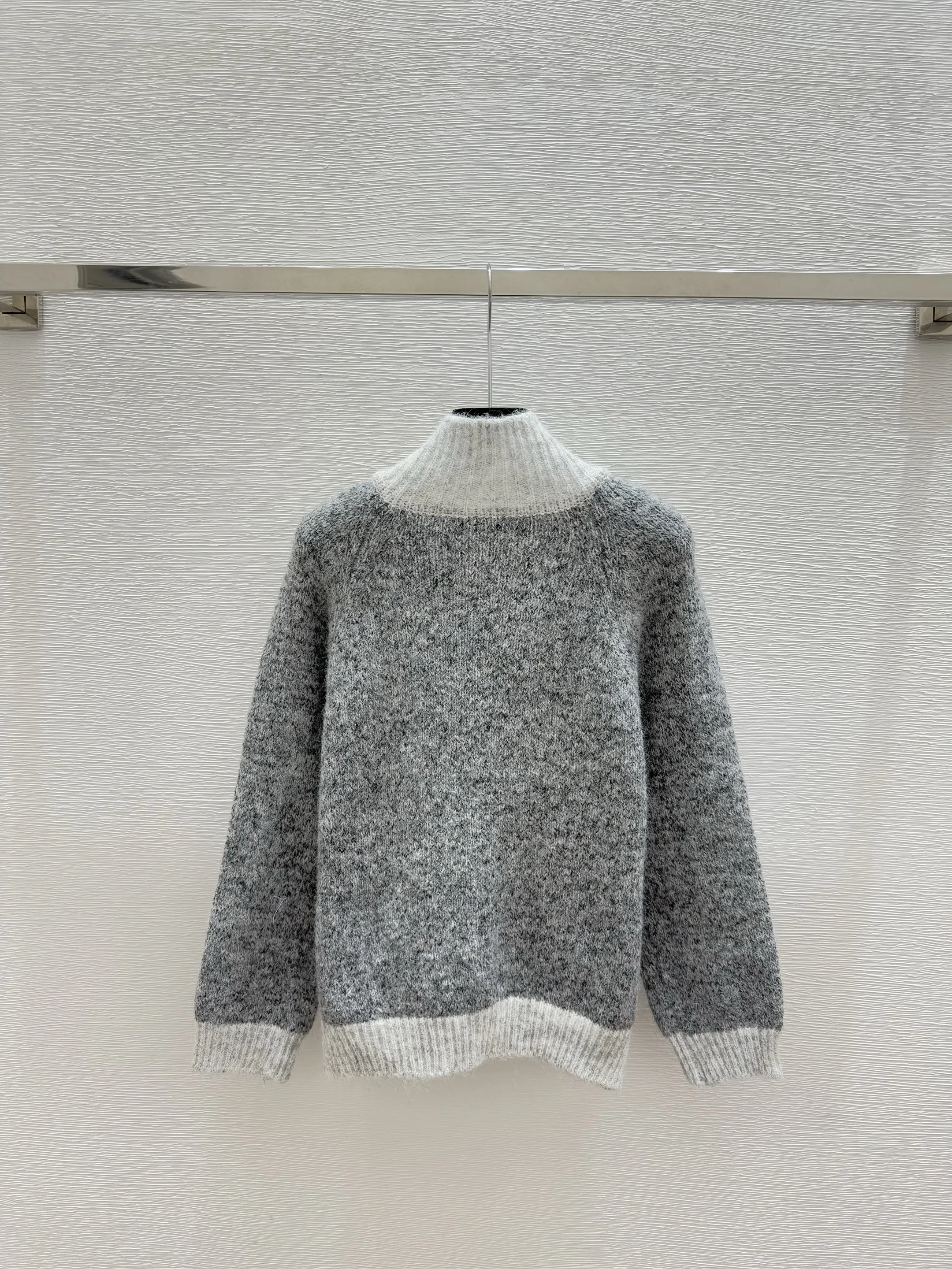 2025 Spring and Autumn Women's Match Color High Neck Knitted Long Sleeve HL143