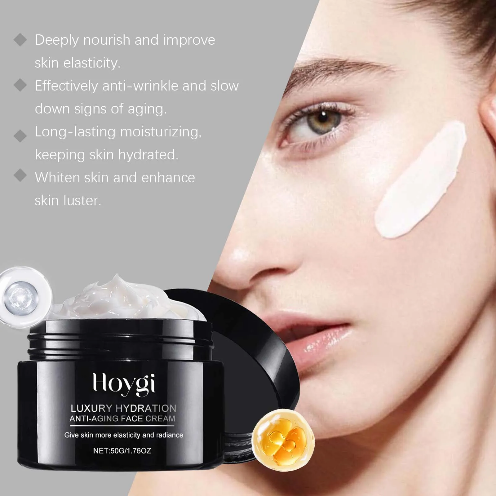 

Hoygi 50g Hyaluronic Acid Anti Wrinkle Face Cream Luxury Hydration Revitalizing Smooth Skin Firming Moisturizing Face Cream