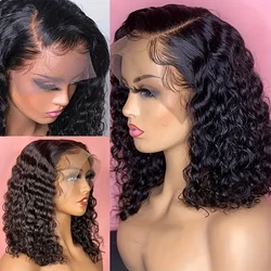 200% Density Deep Wave Bob Wig Human Hair Wig 100% Human Hair Pre Plucked Deep Curly 13x4 Lace Front Wig Short Bob Wig for Women