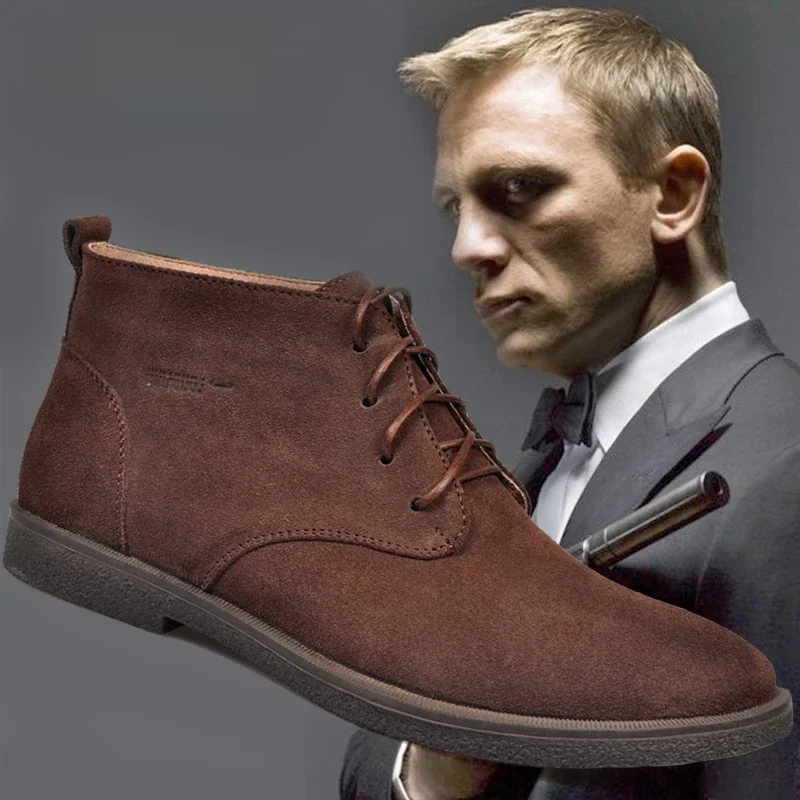 Nowi mężczyźni buty zimowe buty kozaki zamszowe męskie śniegowe buty wodoodporne zimowe buty skórzane męskie botki futrzane męskie buty — zdjęcie 2