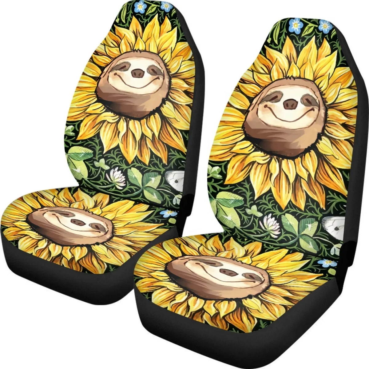 Car Seat Cover Kawaii Sloth Sunflower Pattern Car Interior Spare Parts Polyester Cloth Brand Design Car Accessories tools Hot