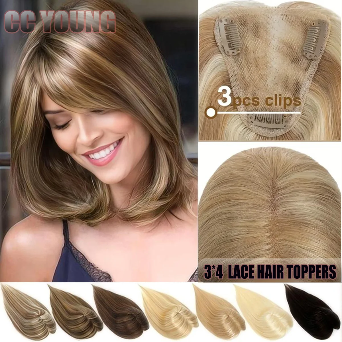 Highlight Human Hair Topper for Women's Stylish Hairpiece Easy to Wear Instant Volume And Length