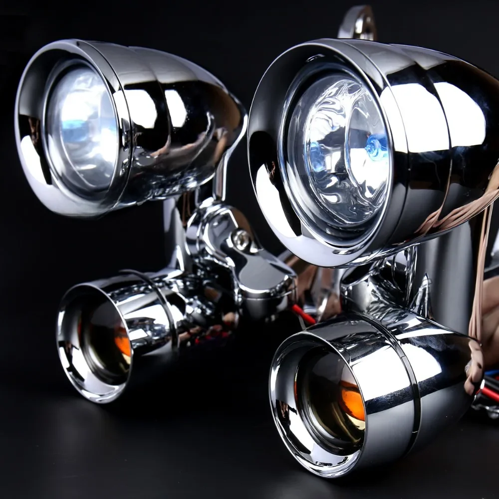 Nowy chrom zamontowany na owiewce światła do jazdy z przydymionymi kierunkowskazami dla Harley 96-13 wymienianie się po ulicy i 96-18 modele Road King FLHR — zdjęcie 2