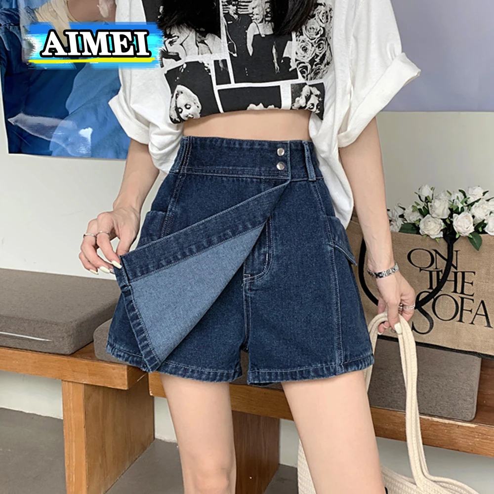 Women\'s 5XL Y2K Vintage Denim Dress Oversized High Waist Mini A-line Denim Short Leisure Summer Skirt Pants Korean Style 2023