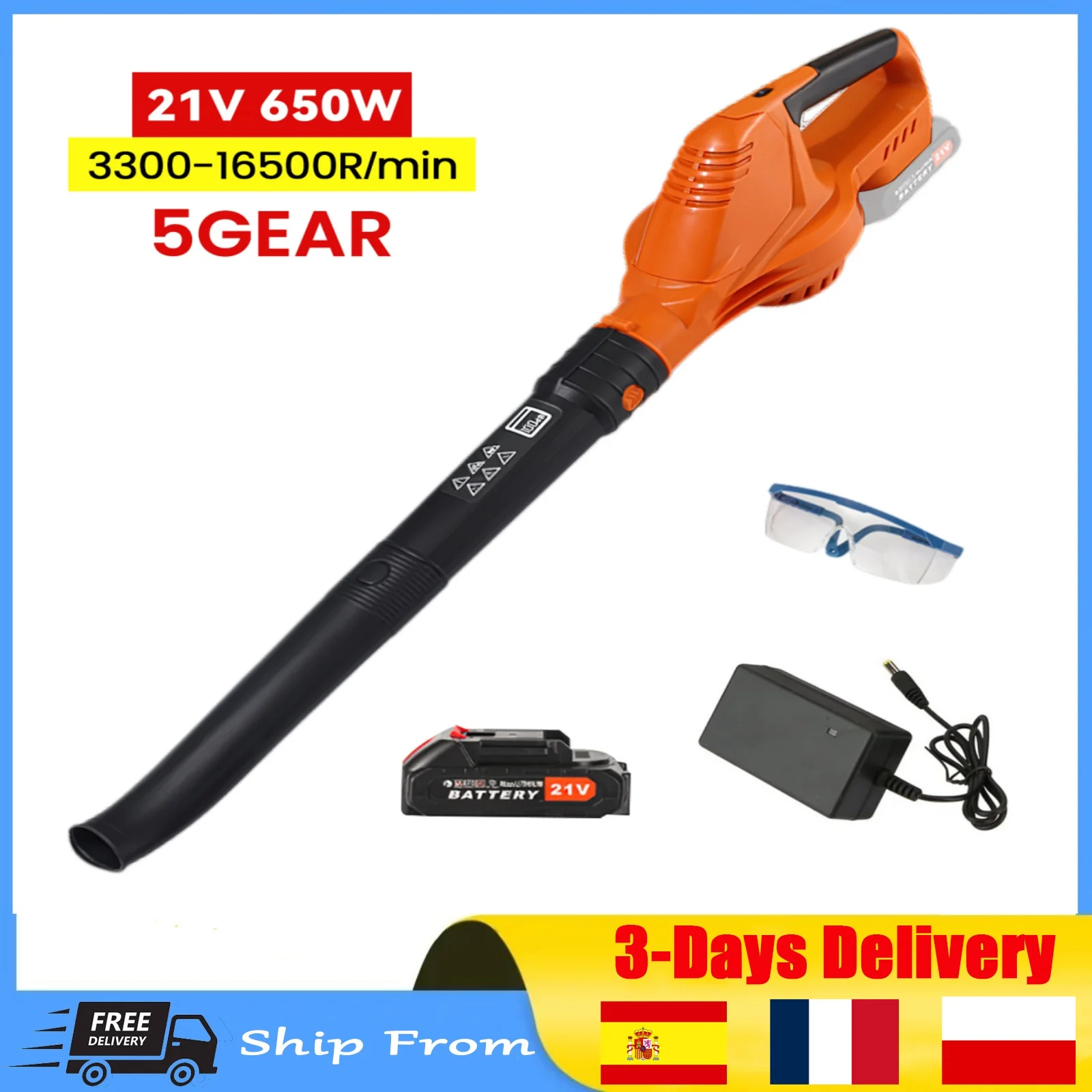 5500W Brushless Electric Air Blower Cordless Leaf Blower Fallen Leaves Snow Dust Cleaning Tool for Makita 18V Battery