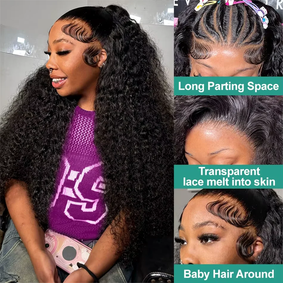 30 36 Inch 13x4 Hd Lace Frontal Wig Water Loose Deep Wave Human Hair Wigs Brazilian Lace Front Wig Wate Wave Wigs 250 Density image 3