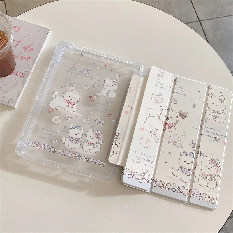 Cute Puppy Case for Apple iPad Air 2024 13 inch Pro 11 12.9 inch Air 5/4 10.9 10th 7/8/9 10.2 10.5\'\' Mini 6 Cover with Pen Slot