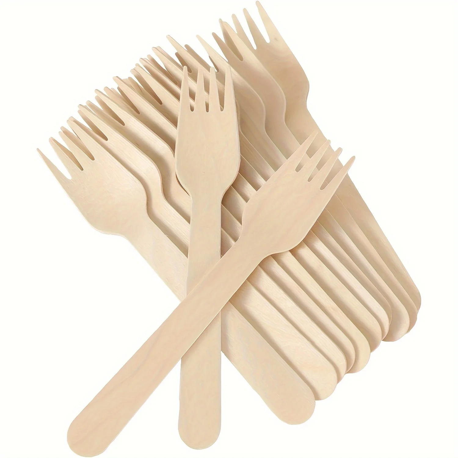 50pcs Disposable wooden dessert cake salad fork