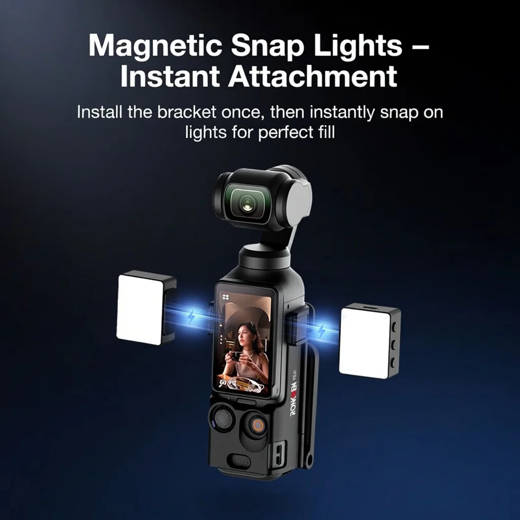 Ronkoen PZ-01 For DJI Osmo Pocket 3 Magnetic Case with Detachable MagSafe Plate Adjustable Tripod Mount camera accessories view 5