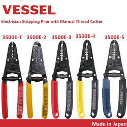 VESSEL 3500E Series Electrician Stripping Plier Muti-Puopose Wire Stripper with Manual Thread Cutter for Solid Wire Hand Tools