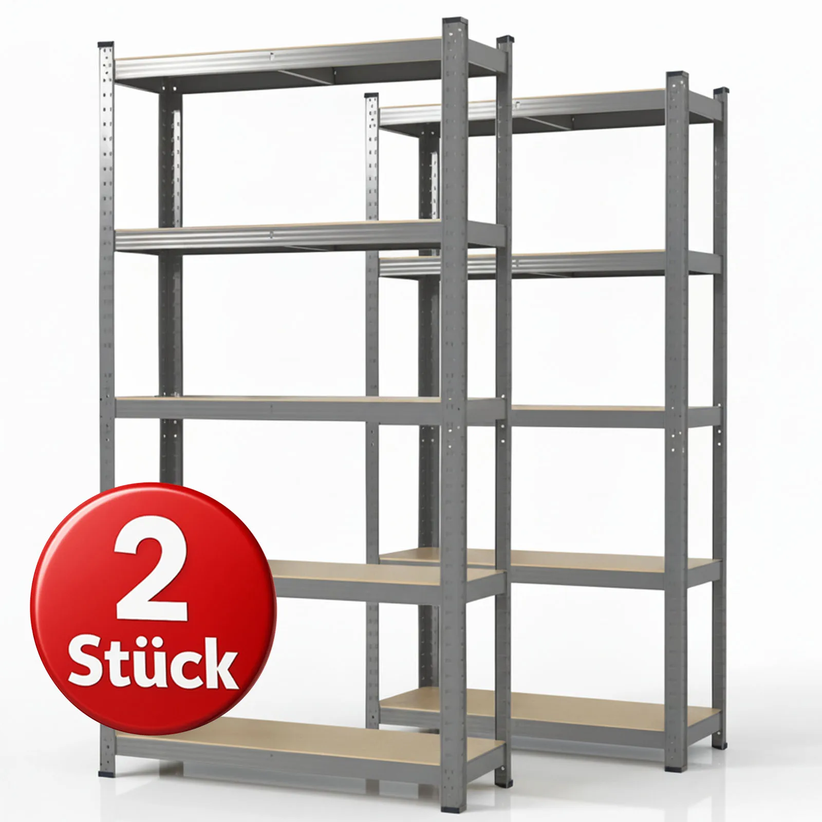Floordirekt Schwerlastregal 2er Set Lakota | 875kg Traglast pro Regal | Robustes Metallregal & Werkbank | Steckregal für Werkstatt, Garage & Lager | 10 Fachböden | TÜV-Geprüft | Verschiedene Größen &