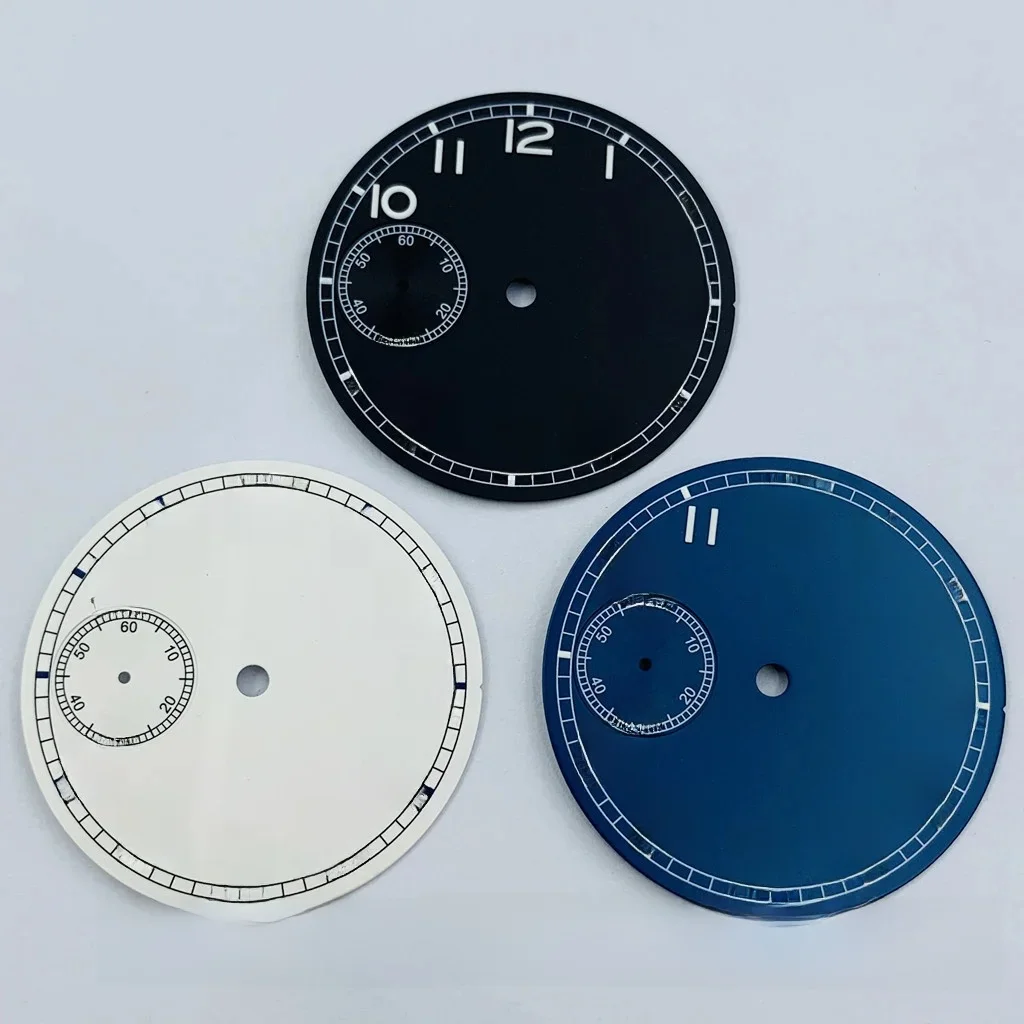 Goutent 37mm sterylna czarna biała niebieska tarcza zegarka pasuje do części zegarka z mechanizmem ETA 6497 ST36 — zdjęcie 2
