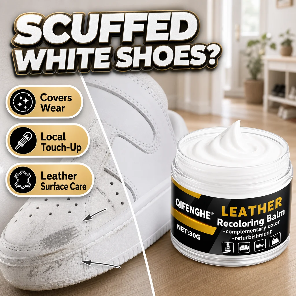 30g White Shoe Leather Recoloring Balm With Brush Repair Scuffs Refresh Worn Spots White Leather Shoes Touch Up Refurbish Cream