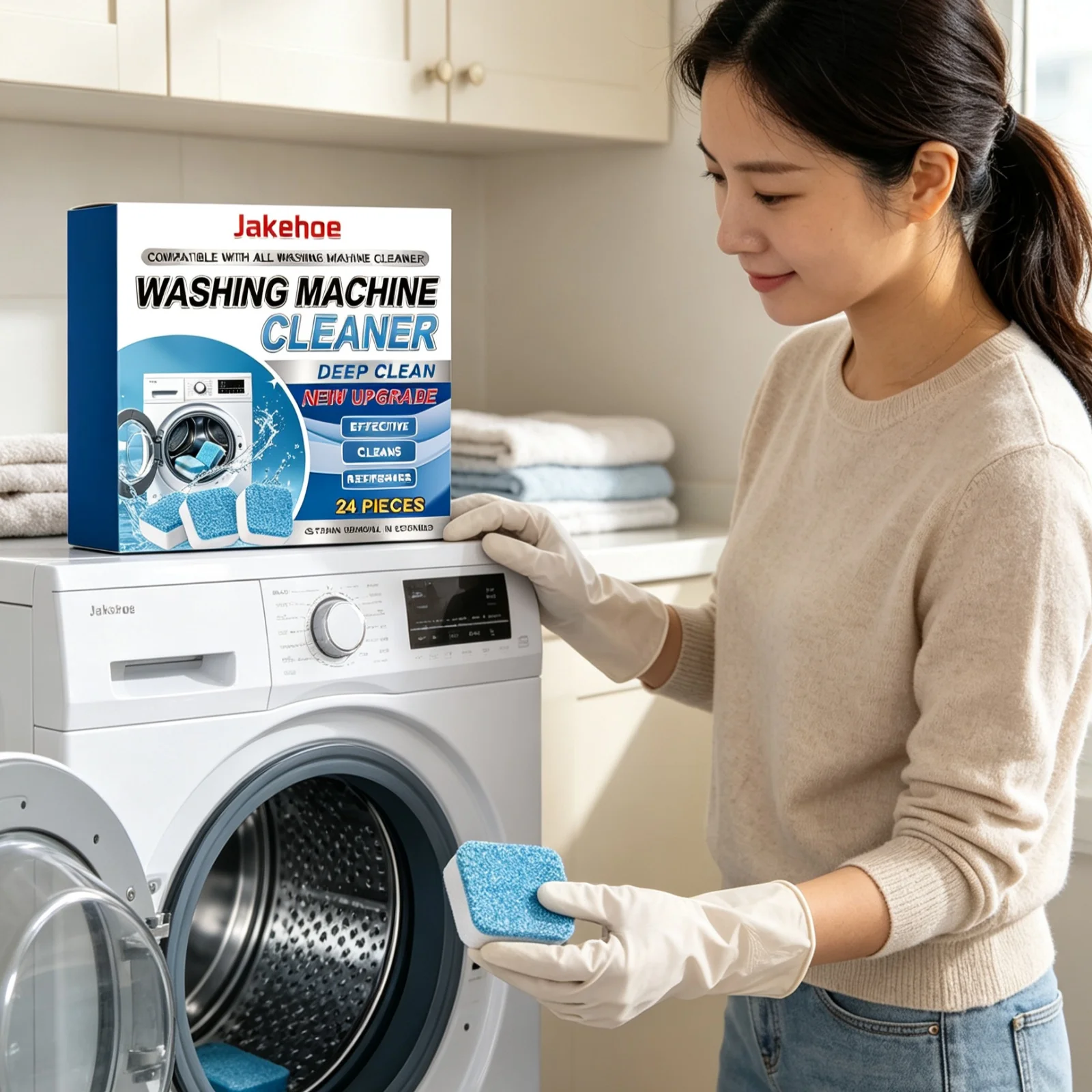 Jakehoe Washing Machine Cleaner Tablets Deep Cleansing Fast Dissolving Break down Grime Remove Odor Washer Drum Cleaning Tablets