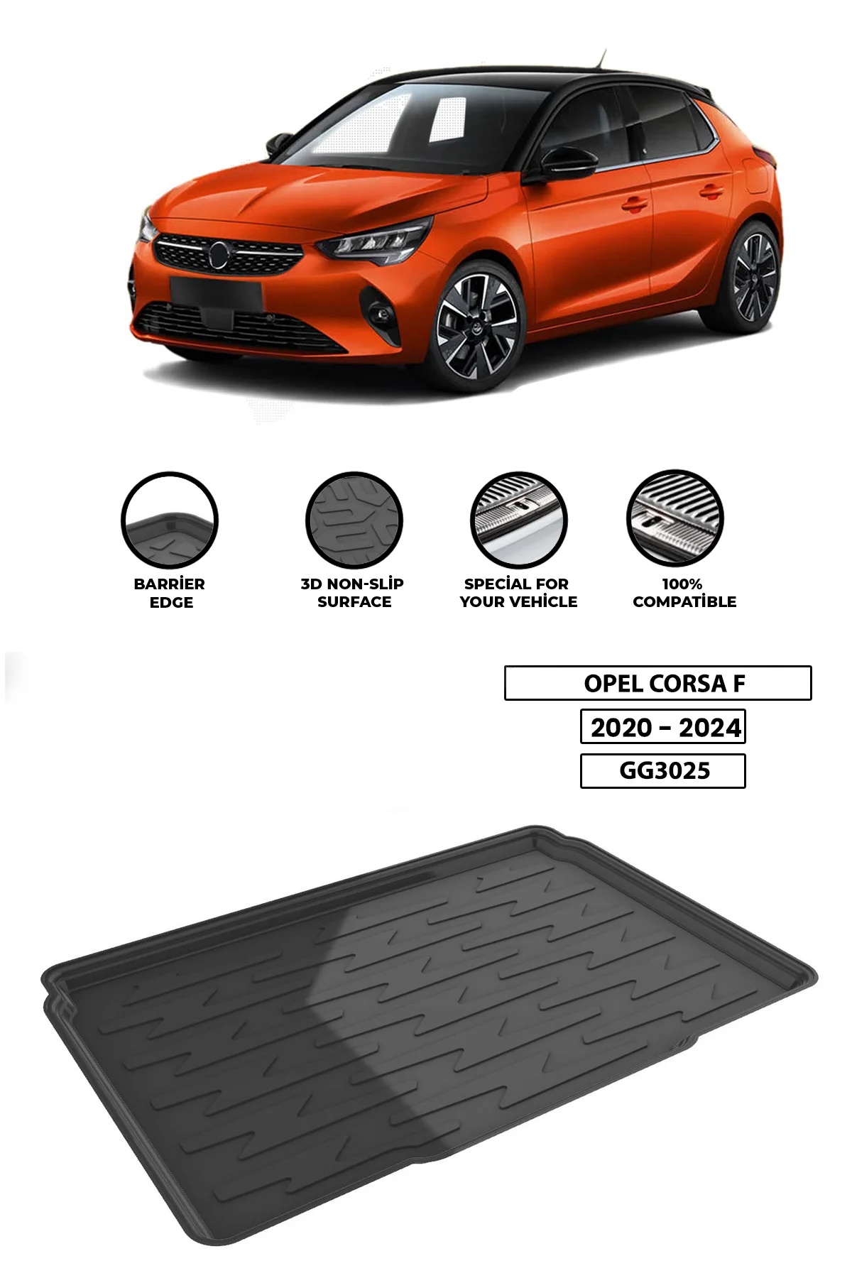 For -OPEL-CORSA-F-2020-2024 luggage compartment Diffuser Extension Rear Bumper Attachment Luggage compartment