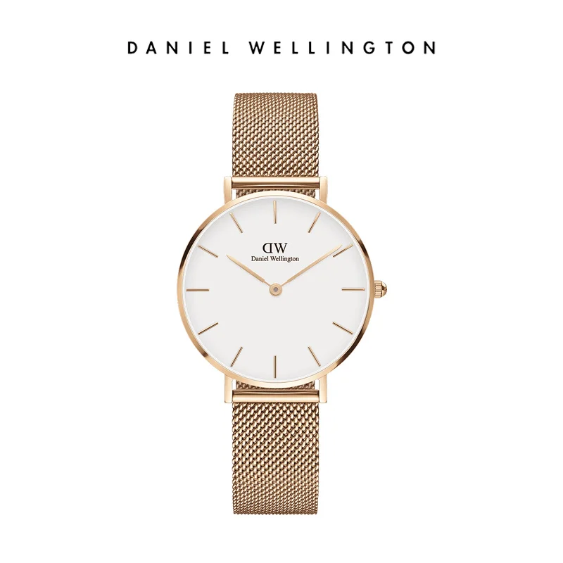 Daniel Wellington Petite 32mm Women Watch Luxury Minimalist Quartz Wristwatch Melrose Rose Gold Sterling Silver Mesh Strap