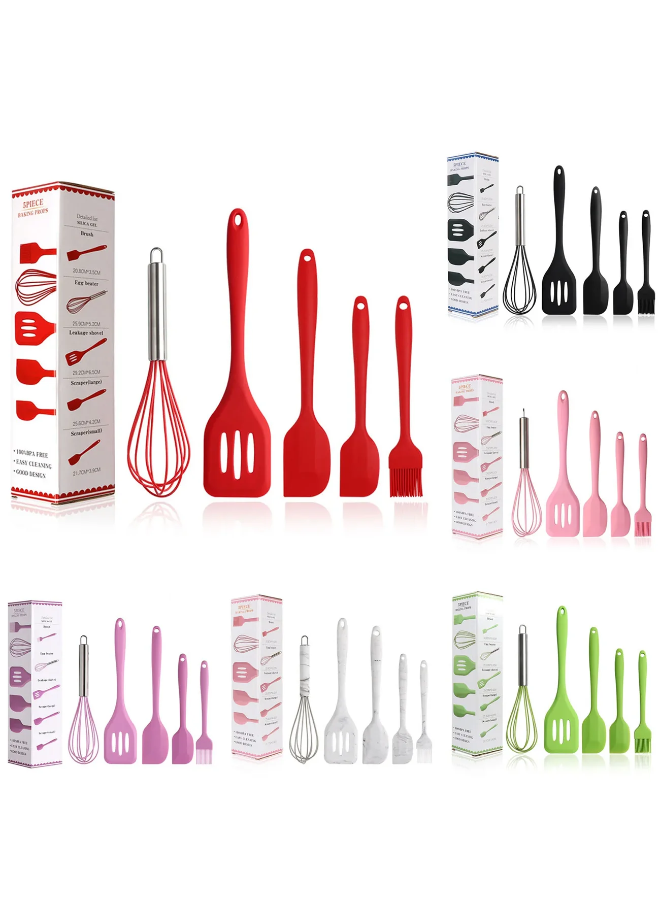 Kit 5 Peças Utensilios De Cozinha De Silicone Premium