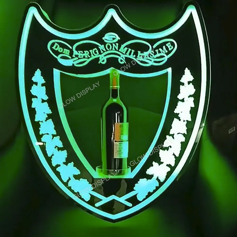 Customized logo Dom P Shield led bottle presenter display led VIP bottle service flashing champagne bottle stand for night club