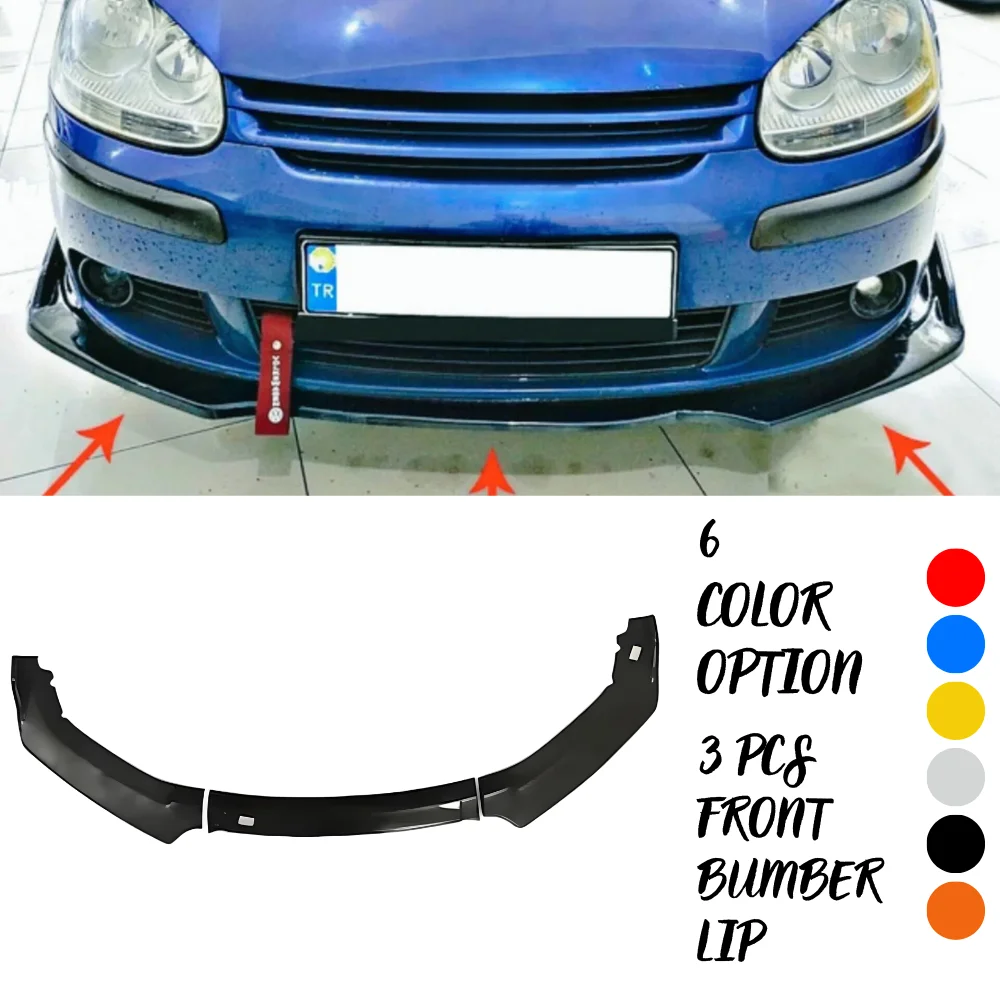 3 Pcs Front Bumper Lip For Volkswagen Golf 5 Body Kit Car Accessories Spoiler Splitter Diffuser Flap Sport Bumper Exterior Parts