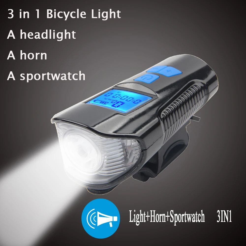 NEW Bicycle Headlight With Computer Odometer USB Rechargeable Cycling Loud Horn MTB Road Bike Multi-fuction Flashlight Lanterns