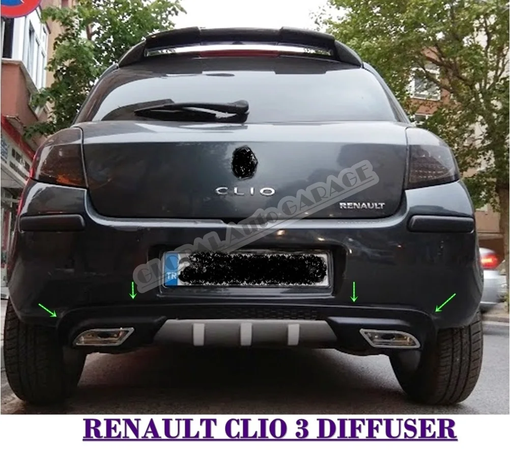 

For Renault Clio 3 Diffuser 2006 2007 2008 2009 2010 2011 2012 Rear Bumper Extension Attachment Car Styling Auto Universal