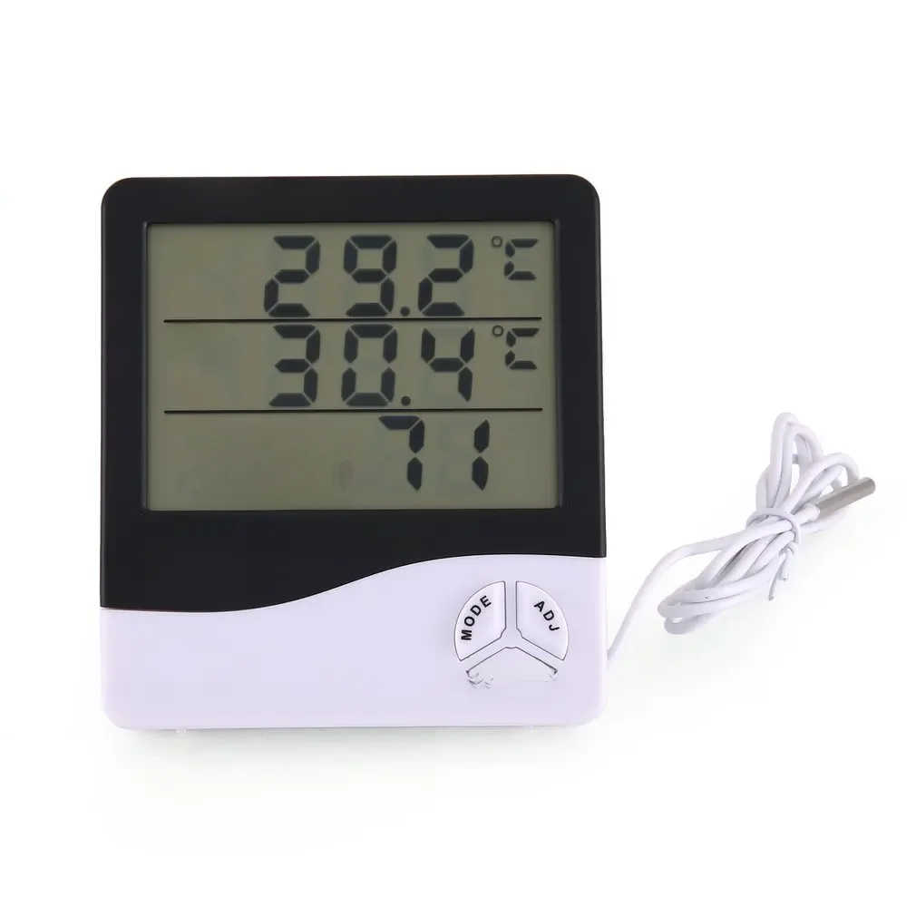 Elektroniczny cyfrowy miernik temperatury i wilgotności LCD Elektroniczny termohigrometr do użytku domowego Stacja pogodowa z zegarem — zdjęcie 2