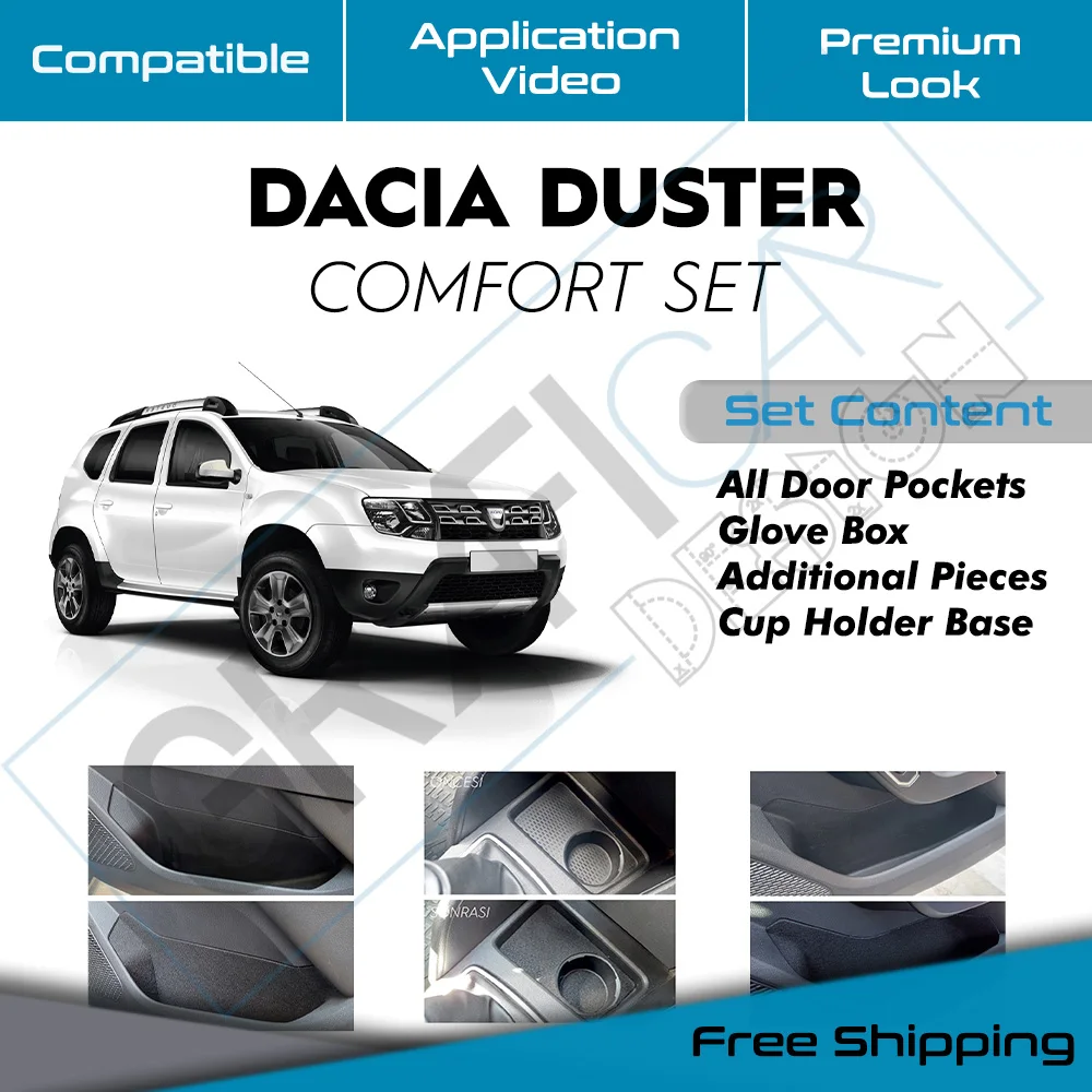 

Dacia Duster Comfort Set-Ready Fabric Coating In-Car Accessory Self-Adhesive Insulation Effective Coating Set / 2018-2023