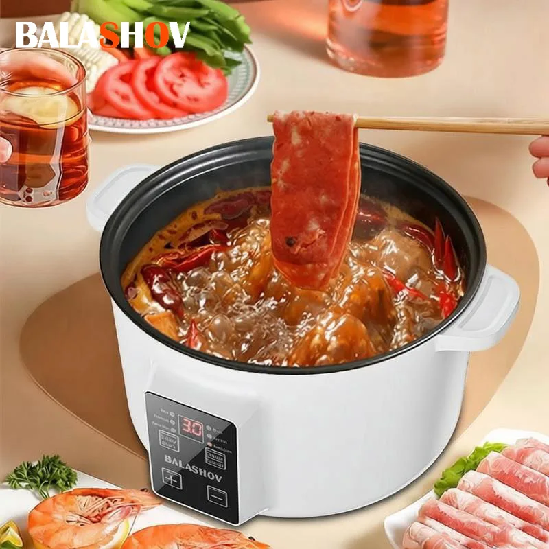 Olla Eléctrica Multifuncional de 800W, Olla Inteligente de 3.5L con Revestimiento Antiadherente para Cocina, Electrodoméstico para el Hogar, Olla para Arroz
