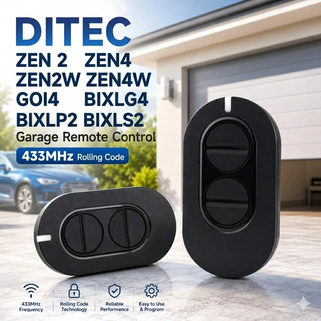 DITEC ZEN 2 ZEN4 Garage Door Opener Handheld Transmitter 433MHz Rolling Code Gate Keyfob