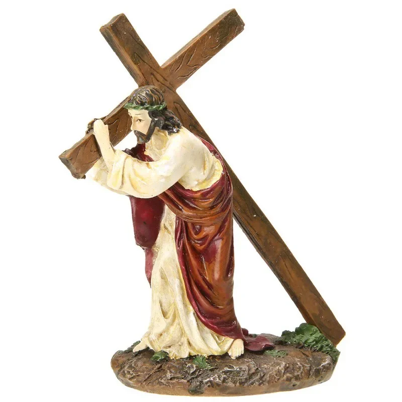 Statue de Crucifix en résine, croix de jésus, figurine du Christ, accessoires religieux catholique, décor, 1 pièce